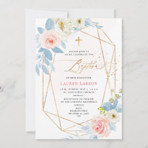 Invitation ArtsApp Élégant H2 rose pâle Roses Baptême
