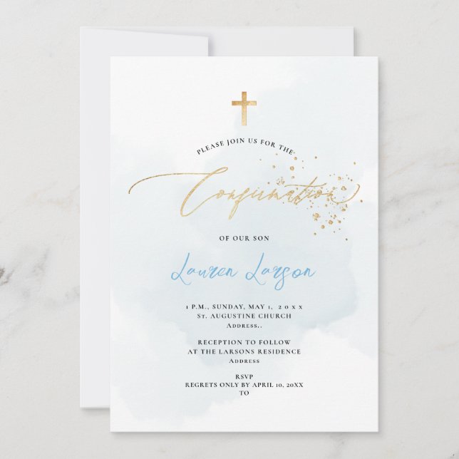 Invitation ArtsApp Elegant H2 Washed Pale Blue Confirmation (Devant)