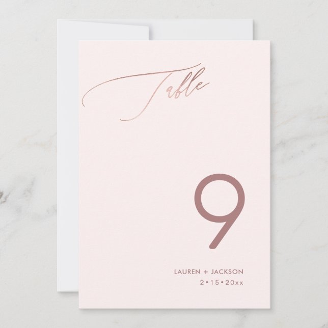 Invitation ArtsApp Faux Rose Gold Luxe Calligraphie Numéro de (Devant)