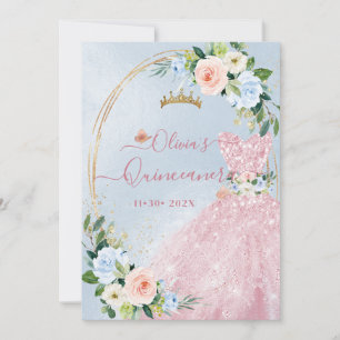 Invitation ArtsApp H2 Blush Blue Roses scintillant Quinceaner