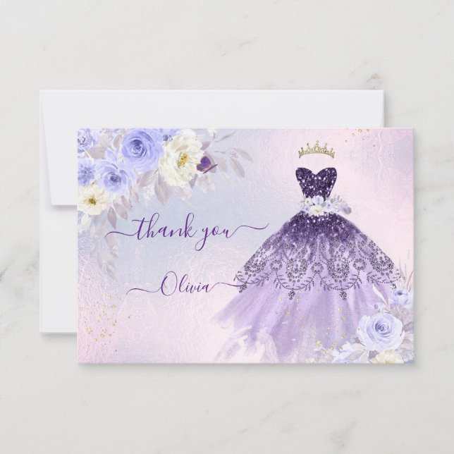 Invitation ArtsApp H2 Ombre Violet Parkling Quinceanera (Devant)