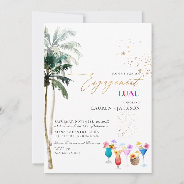 Invitation ArtsApp paradis tropical Breeze Palms Luau (Devant)