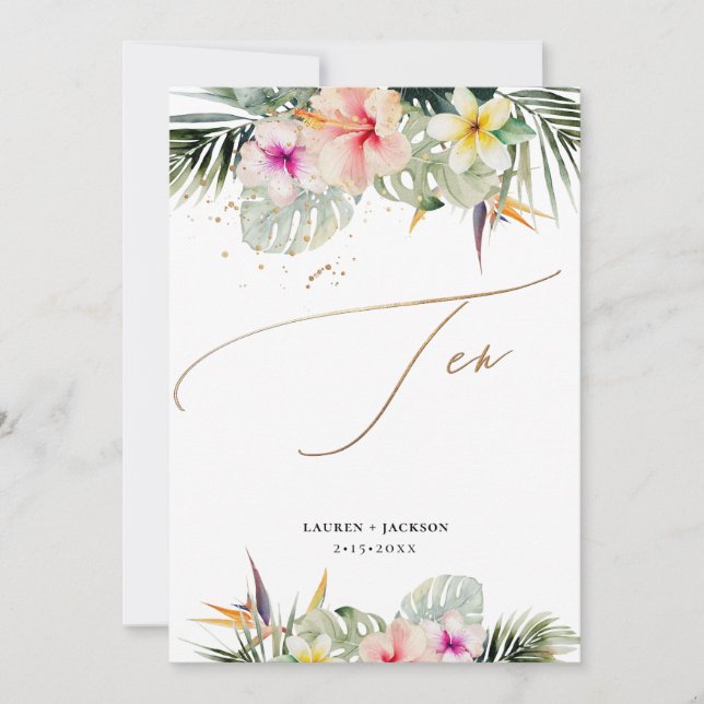 Invitation ArtsApp Tropical Paradise Faux Gold Table Ten (Devant)