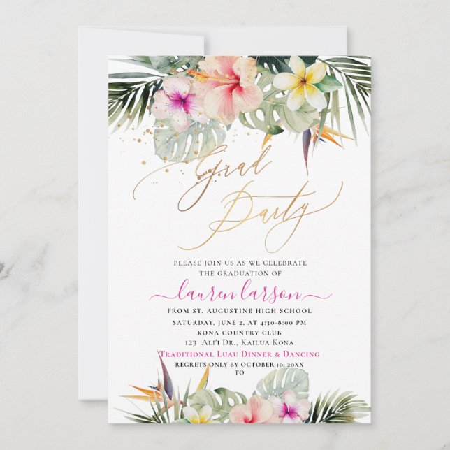 Invitation ArtsApp Tropical Paradise Graduation Party (Devant)