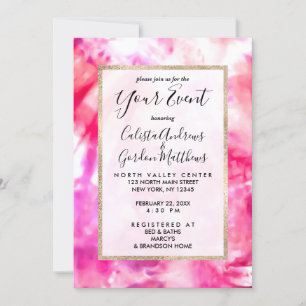 Invitation Artsy Abstrait Été Neon rose pourpre teint Tie Dye