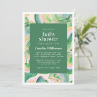 Artsy Abstrait Vert Aquarelle Baby shower mignon