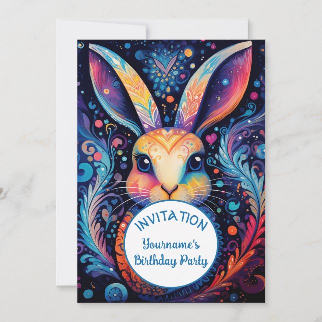 Invitation Artsy Bunny coloré (Devant)