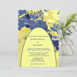 Invitation Artsy Floral Jaune Dusty Blue Garden Arch Mariage