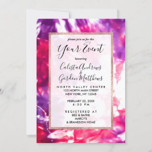Invitation Artsy moderne Abstrait néon rose violet teint de n
