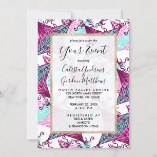 Invitation Artsy rose violet Turquoise géométrique Cerfs-vola