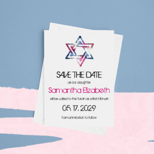 Invitation Artsy Star de David Bar Bat mitzvah Enregistrer la