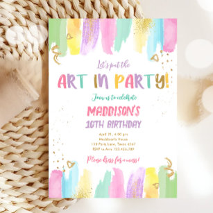 Invitation Arty in Party Brosses Artisanat Peinture Fille Ann
