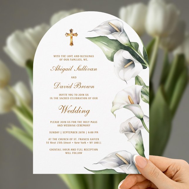 Invitation Arum Lys Arches Mariage Religieux (Créateur téléchargé)