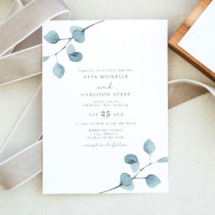 Invitation ARYA Rustique Aquarelle Eucalyptus Mariage de verd