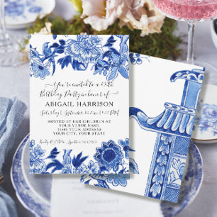 Invitation Asian Influence Chinoiserie Floral Birthday Party