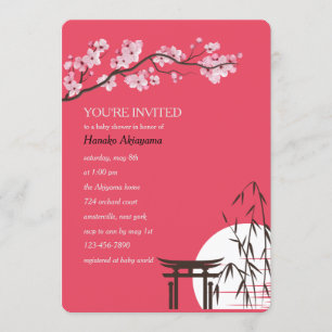 Invitation asiatique de baby shower de Sakura