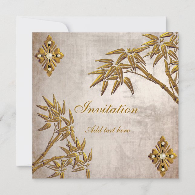 Invitation Asie Or Papier Vieilli (Devant)