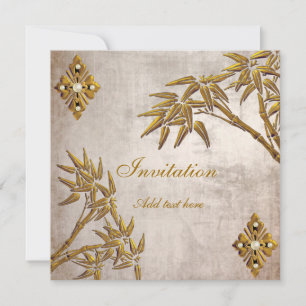 Invitation Asie Or Papier Vieilli