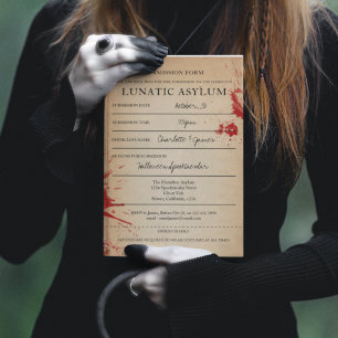 Invitation Asile de fous de la fête d'Halloween Nouveauté
