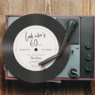 Invitation Aspect rétro de disque vinyle, 60 ans, 60e anniver