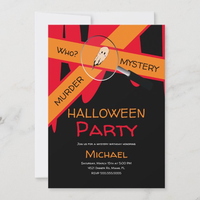 Invitation Assassinat dîner scène crime sang Halloween (Devant)