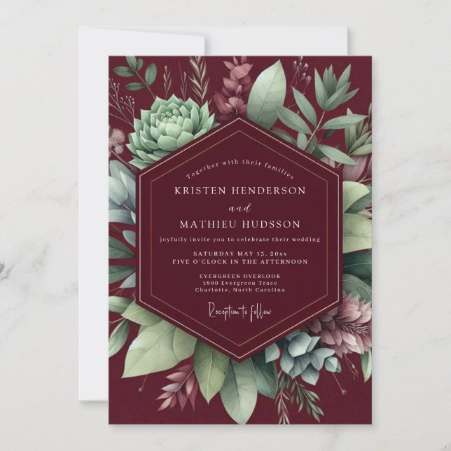 Invitation Assemblage Botanique de Bourgogne Mariage (Devant)