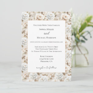 Invitation Assez Assez Blanc Mariage Floral Brun