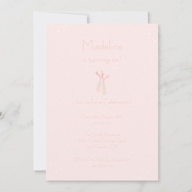 Invitation assez rose d'anniversaire de pantoufles (Devant)