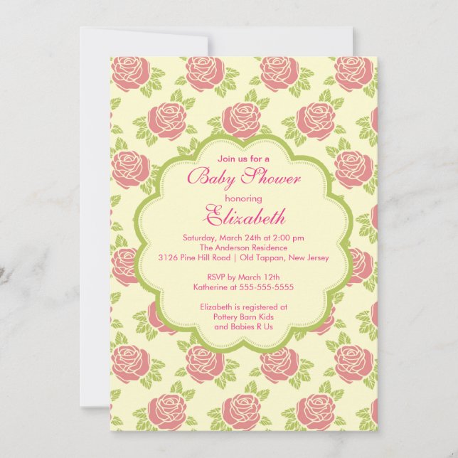 Invitation assez rose de baby shower de ressort de (Devant)