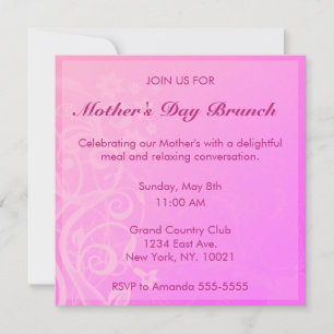 Invitation assez rose de brunch du jour de mère