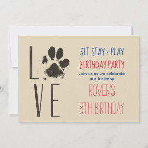 Invitation Assieds-toi Stay & Play Doggy Birthday avec Emprei