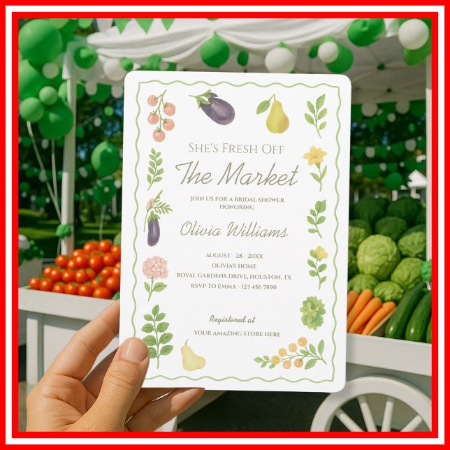 Invitation Assiettes en Papier Marché de Producteurs Frais |  (Créateur téléchargé)