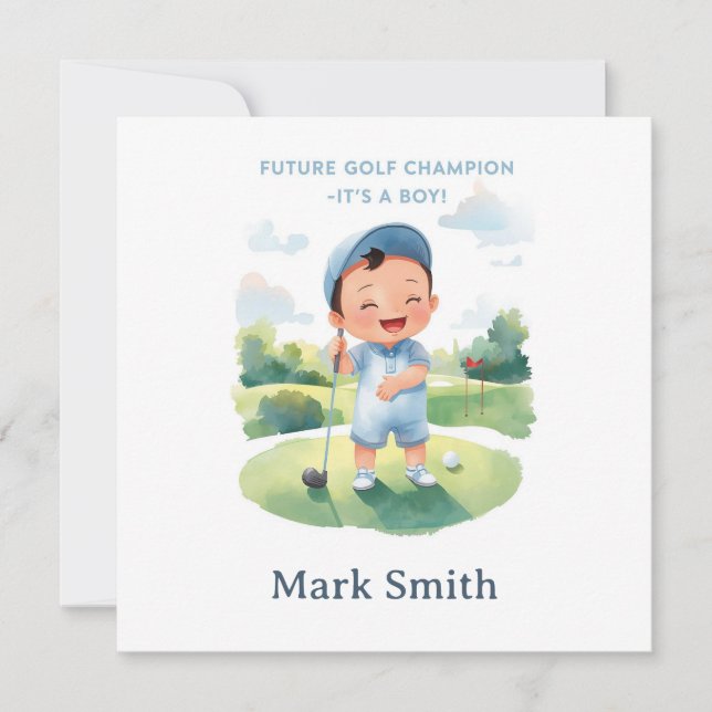 Invitation Assiettes en papier pour Baby Shower « Golf C'est  (Devant)