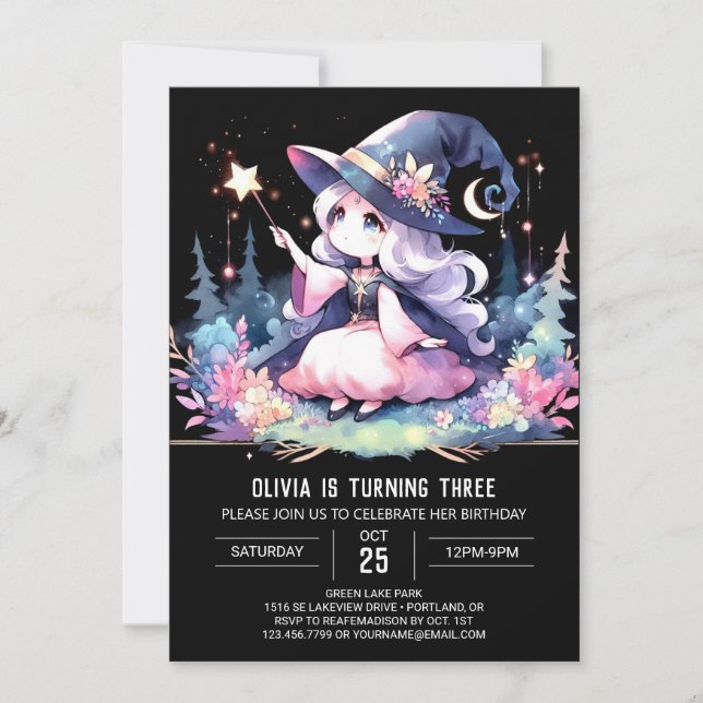 Invitation Assistant Aquarelle enchantée Anniversaire (Devant)