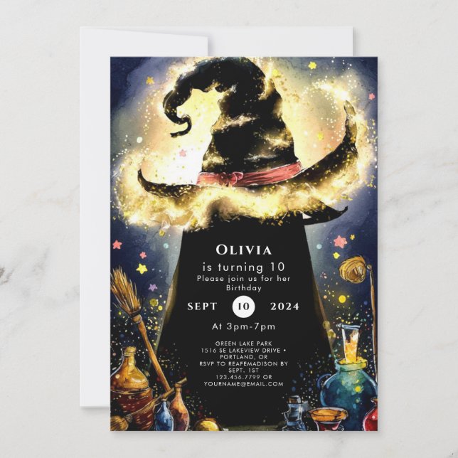 Invitation Assistant Aquarelle enchantée Anniversaire (Devant)