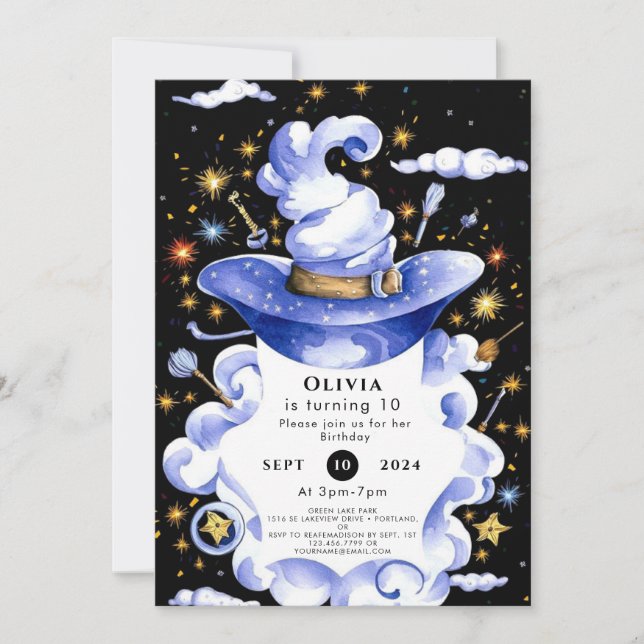 Invitation Assistant Broom personnalisé amusant Anniversaire (Devant)