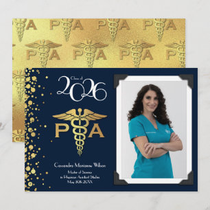 Invitation Assistant de médecin PA Promotion Bleu marine Or