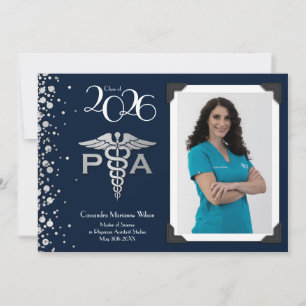 Invitation Assistant de médecin PA Promotion Bleu Nuit Argent