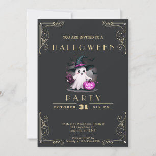 Invitation Assistant Fantôme noir et or Chalkboard Halloween 