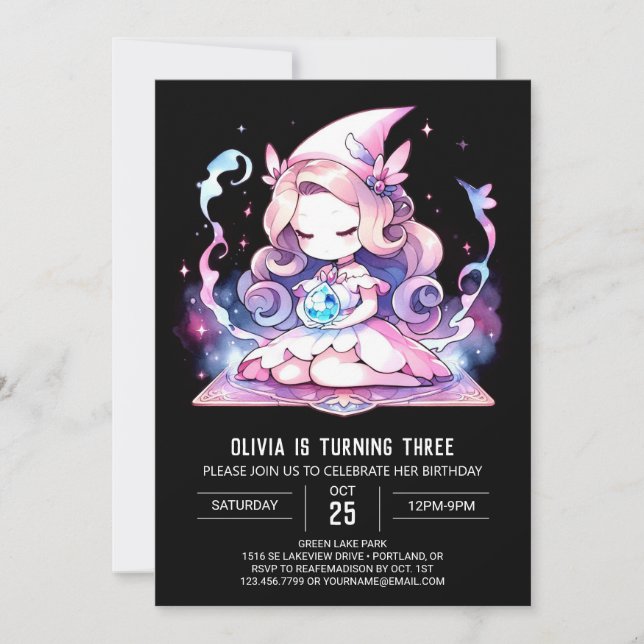 Invitation Assistant fille Whimsical Anniversaire (Devant)