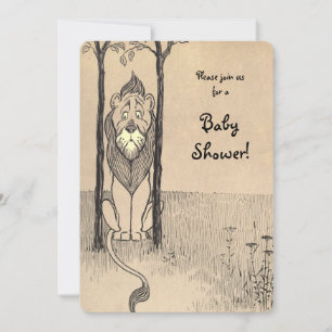 Invitation Assistant vintage d'Oz, Baby shower Lion cowardly