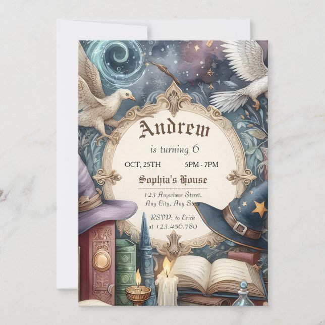 Invitation Assistants personnalisés Magique fête d'anniversai (Devant)