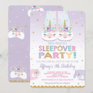 Invitation Assoupissement de fête d'anniversaire de Sleepover