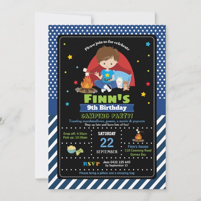 Invitation Assoupissement de garçons d'invitations (Devant)