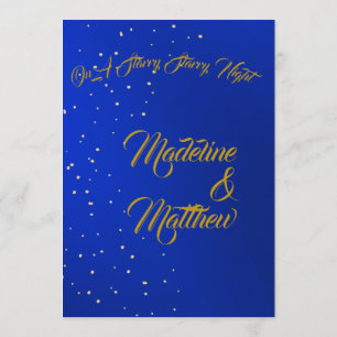 Invitation Astral Gold Stars Blue Starry Mariage du soir