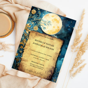 Invitation Astro céleste magique étoiles d'or cosmique Lune