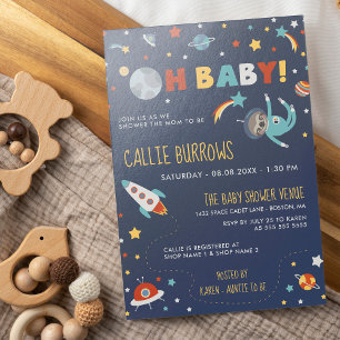 Invitation Astro Sloth - Oh Baby! Space Baby Shower