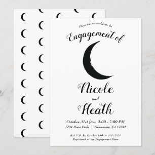 Invitation Astrologie de la Lune du Croissant noir Fiançaille