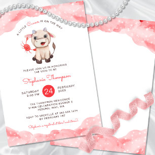 Invitation Astrologie du cancer céleste Baby shower rouge