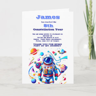 Invitation Astronaut coloré et Univers en couleurs vives